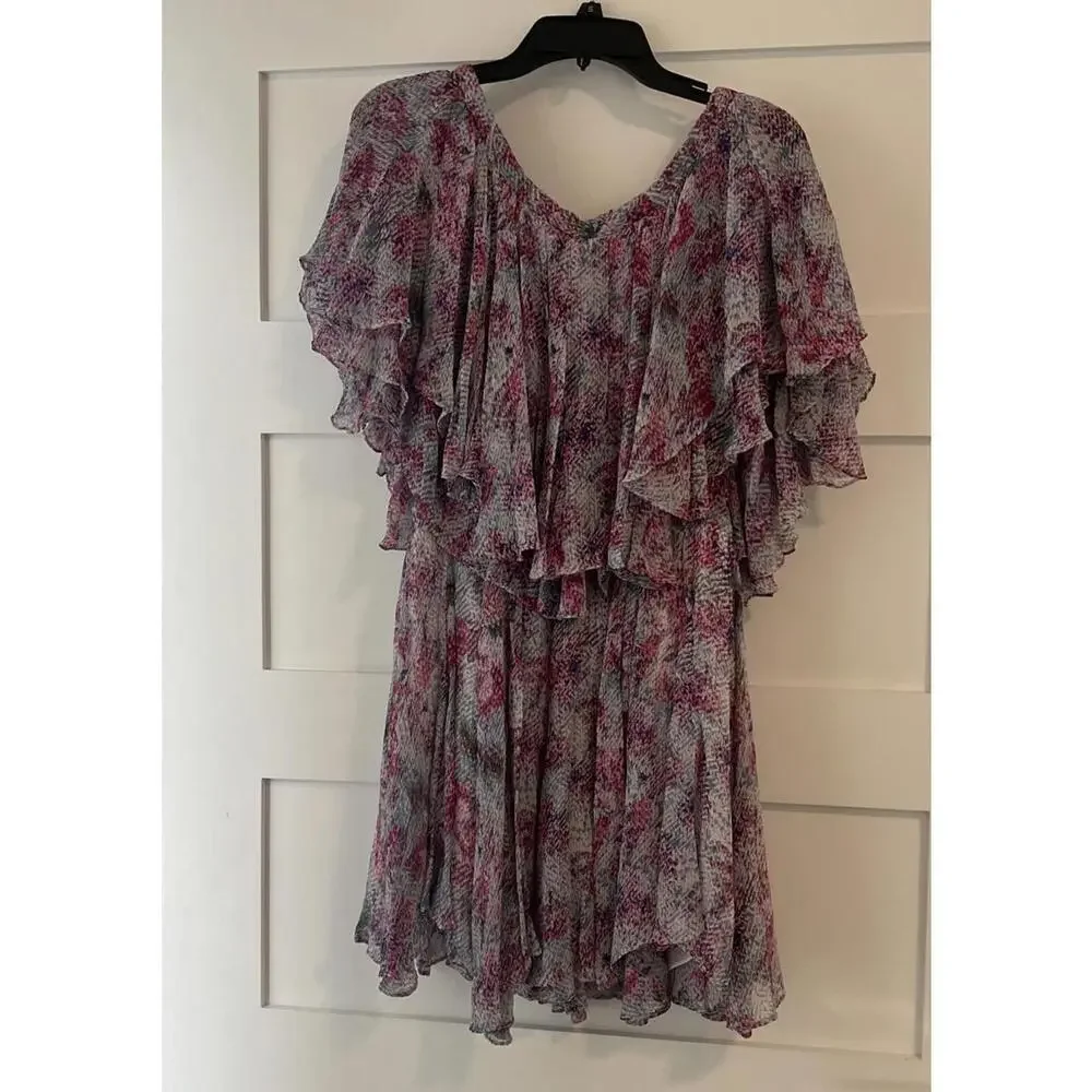 $1490 Isabel Marant Silk Ruffle Mini Aqua Dress Size 38(6) - Picture 11 of 11